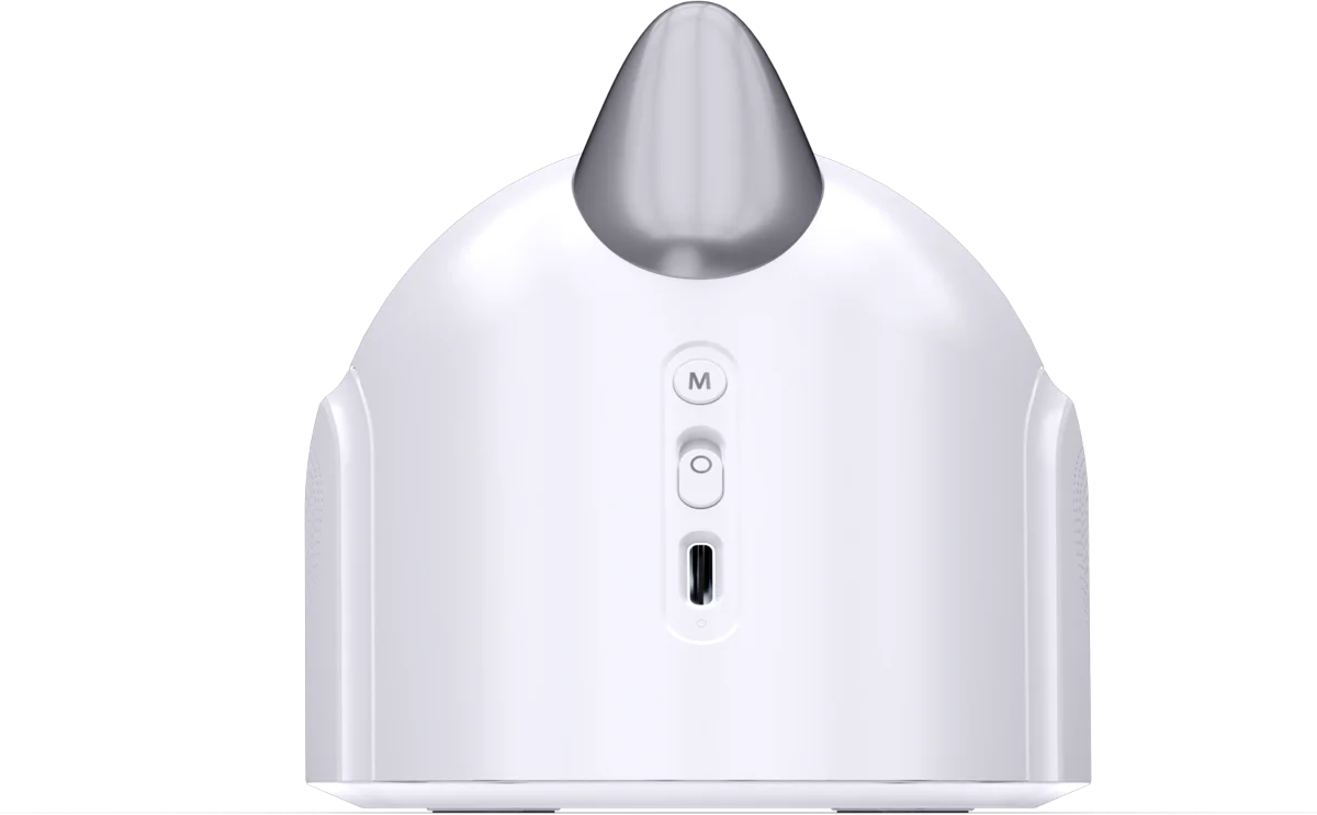 Rear view of the Three Sheep AI companion and its ABS housing