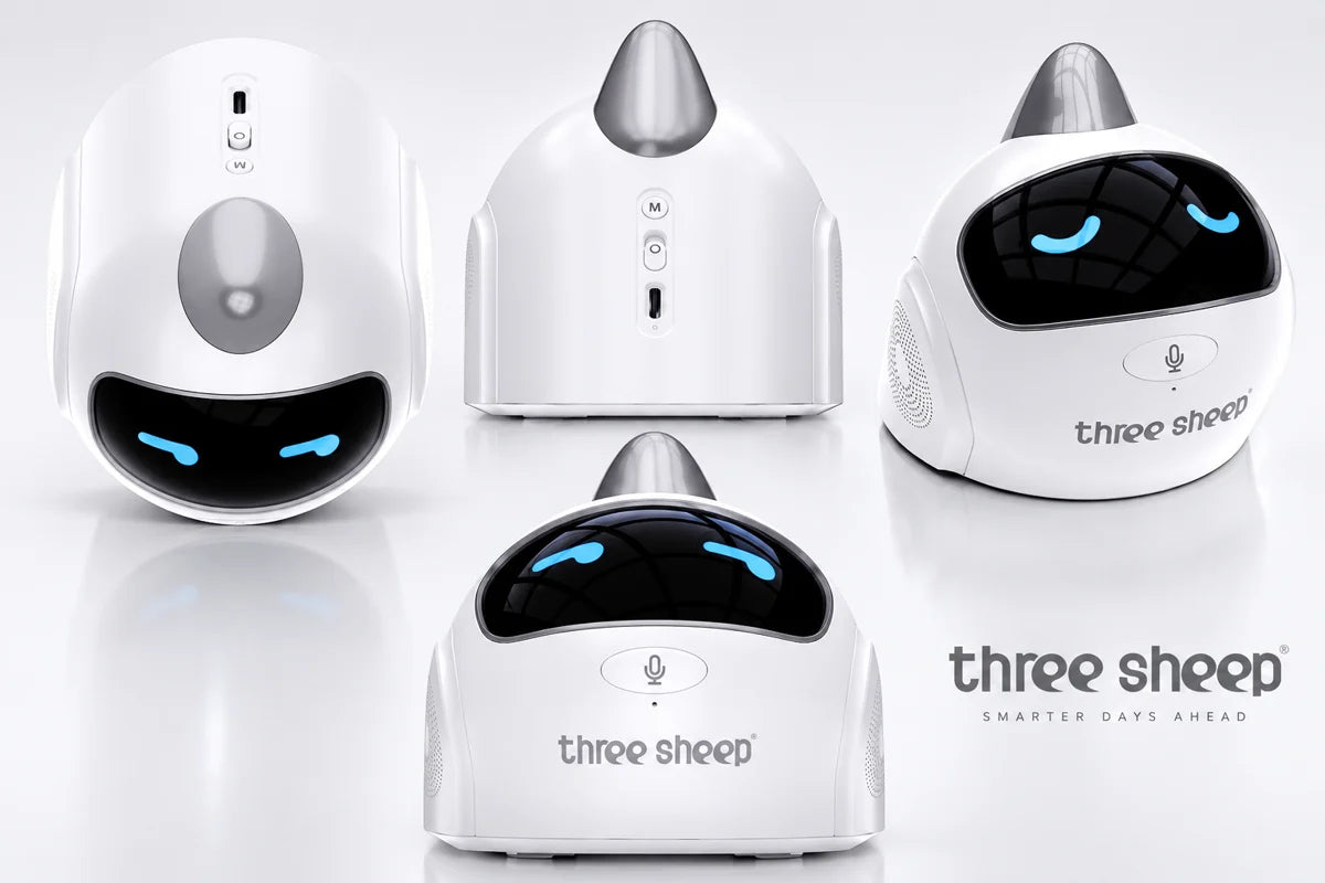 Three Sheep AI companion product overview showing multiple views